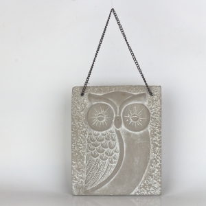 Dekorácia na stenu betónová sova 21x26x4cm