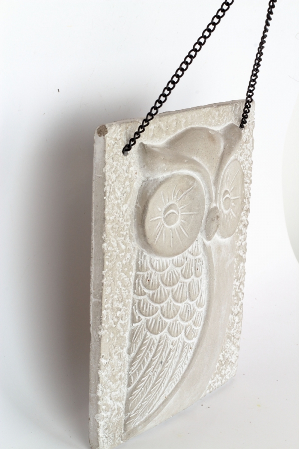 Dekorácia na stenu betónová sova 21x26x4cm