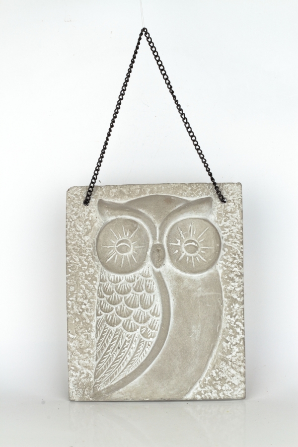 Dekorácia na stenu betónová sova 21x26x4cm