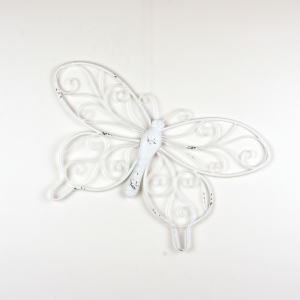Dekorácia na stenu biely motýľ s patinou 64cm