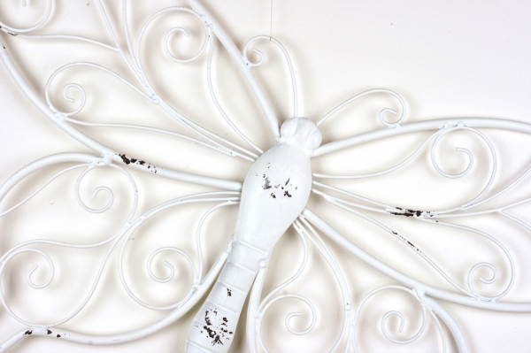 Dekorácia na stenu biely motýľ s patinou 64cm