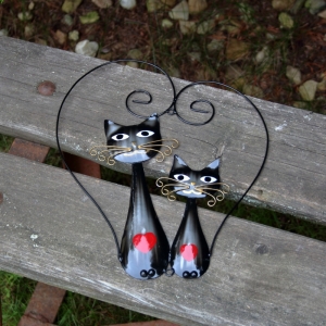 Dekorácia na stenu mačacie srdce plech, 28 cm