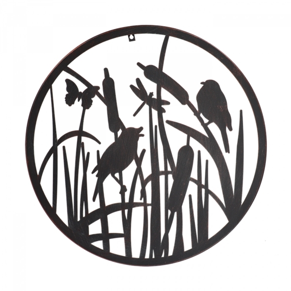 Dekorácia na stenu kruhová kovová 60,3 x 60,3 x 1,5 cm vtáčiky