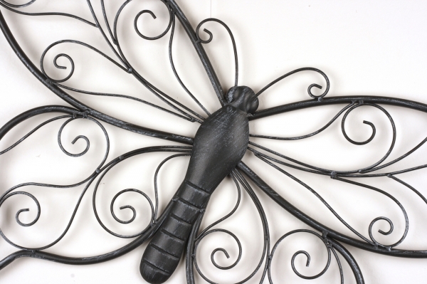 Dekorácia na stenu motýľ tmavý kov 64cm