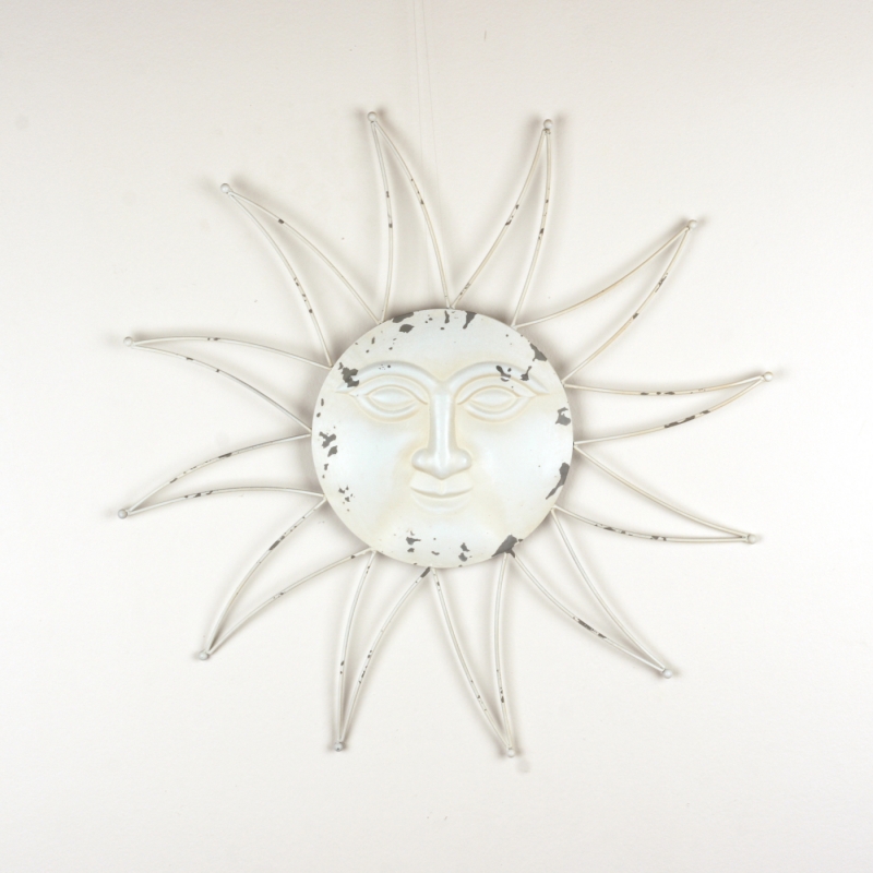 Dekorácia na stenu biele slnko s patinou 60cm