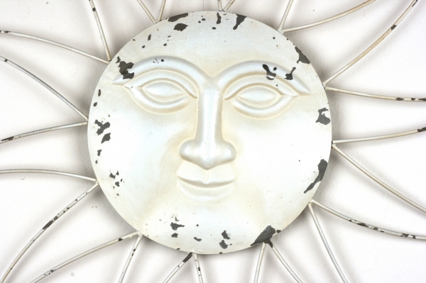 Dekorácia na stenu biele slnko s patinou 60cm