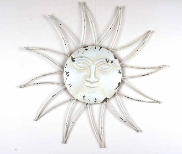 Dekorácia na stenu biele slnko s patinou 60cm
