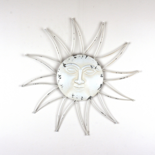 Dekorácia na stenu biele slnko s patinou 60cm