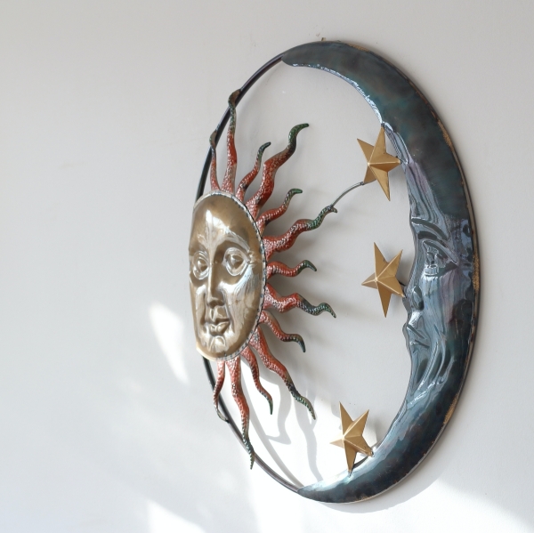 Dekorácia na stenu Slnko a Mesiac 51 cm kov