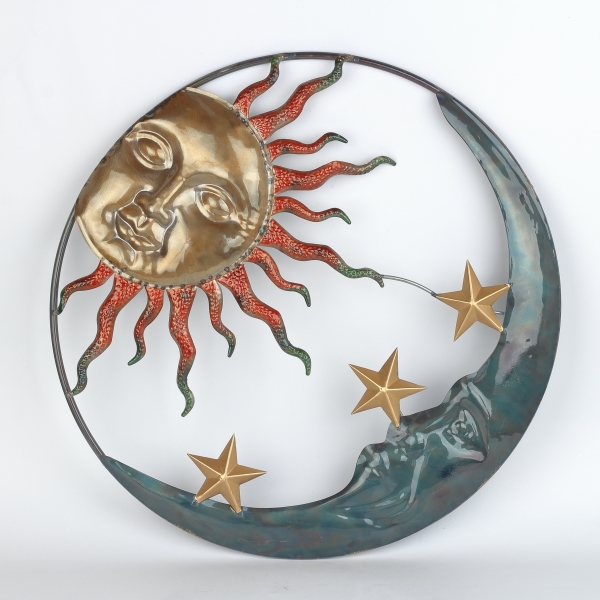 Dekorácia na stenu Slnko a Mesiac 51 cm kov