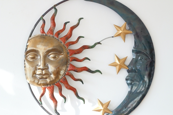 Dekorácia na stenu Slnko a Mesiac 51 cm kov