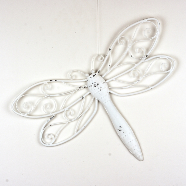 Dekorácia na stenu vážka biela 60cm