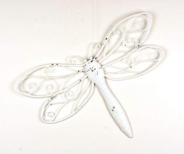 Dekorácia na stenu vážka biela 60cm