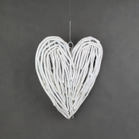 Dekorácie ratanové srdce biele - 30x37cm