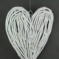 Dekorácie ratanové srdce biele - 30x37cm