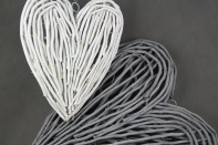 Dekorácie ratanové srdce biele - 30x37cm