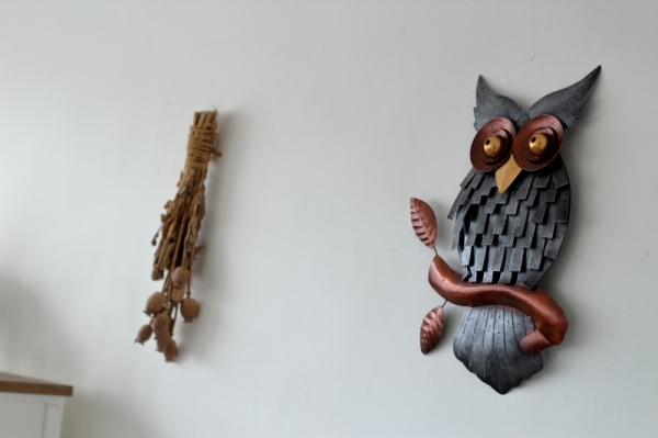 Dekorácie sova plech 45cm