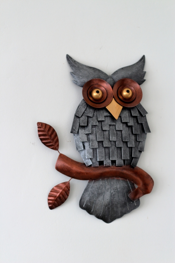 Dekorácie sova plech 45cm
