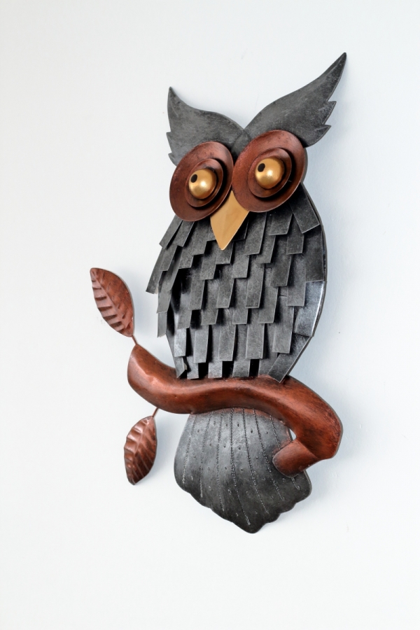 Dekorácie sova plech 45cm