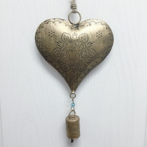 Dekorácia srdca so zvončekom 40cm