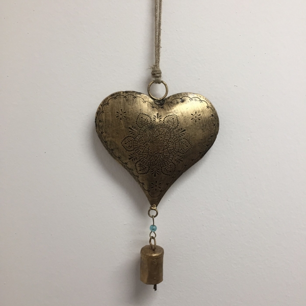 Dekorácia srdca so zvončekom 40cm