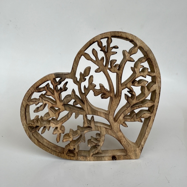 Dekorácia srdca z mangánového dreva 12x15cm