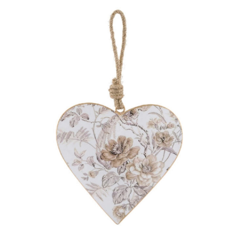 Dekorácia srdce závesné béžovej 20cm