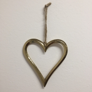 Dekorácia srdce zlaté 11,5x13cm