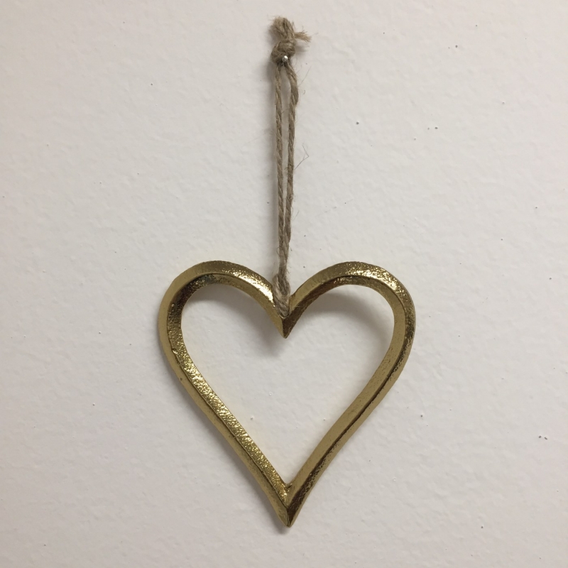 Dekorácia srdca zlaté 9,5x10,5cm