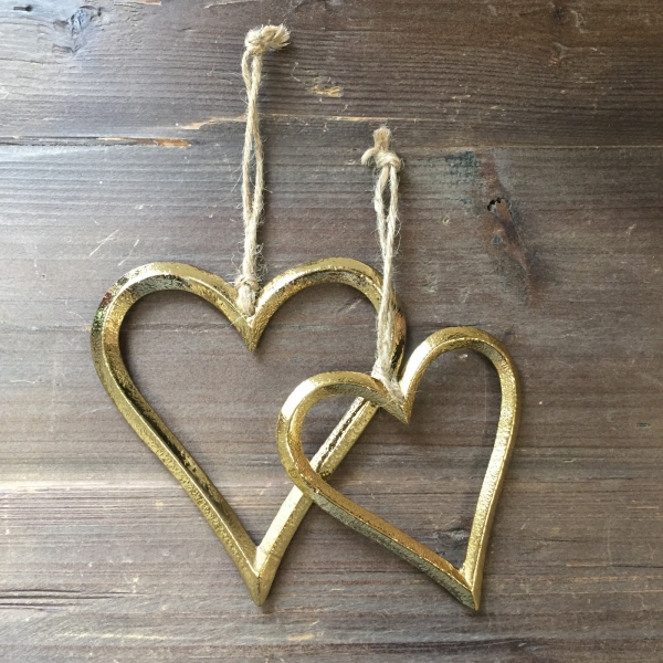 Dekorácia srdca zlaté 9,5x10,5cm