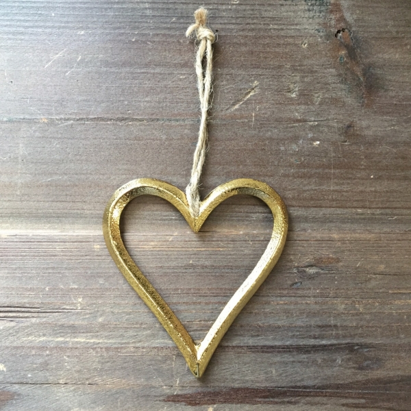 Dekorácia srdca zlaté 9,5x10,5cm
