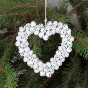 Dekorácie srdiečko z rolničiek bielej 9x8cm