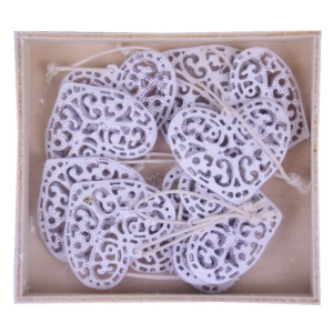 Dekorácia závesná srdiečka kovová fialová 4 x 3 x 0,5 cm sada 10 kusov