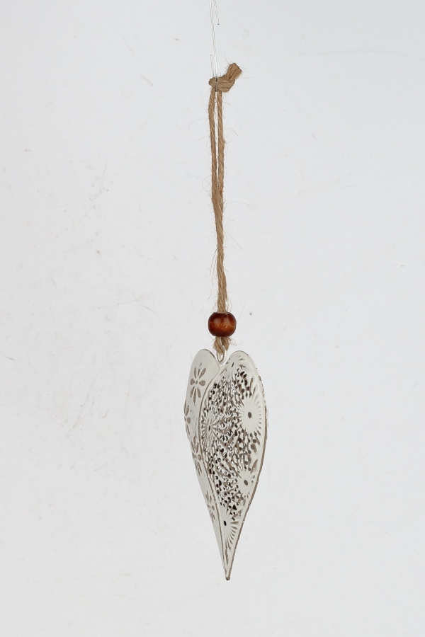 Dekorácia závesné srdce kovové zdobené 9x9cm