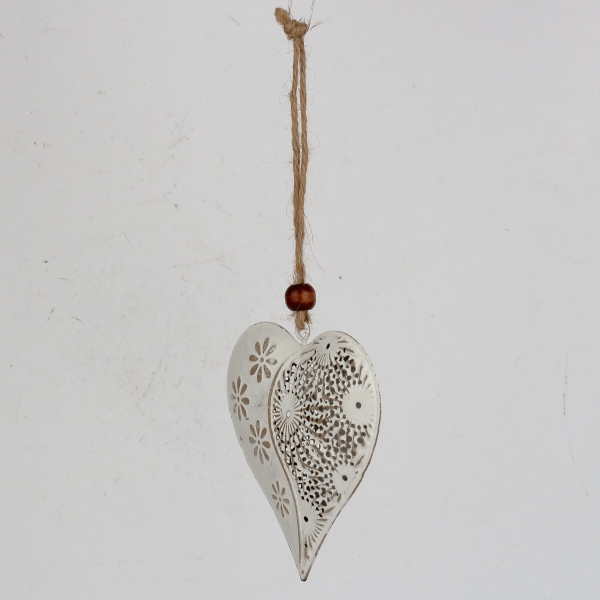 Dekorácia závesné srdce kovové zdobené 9x9cm