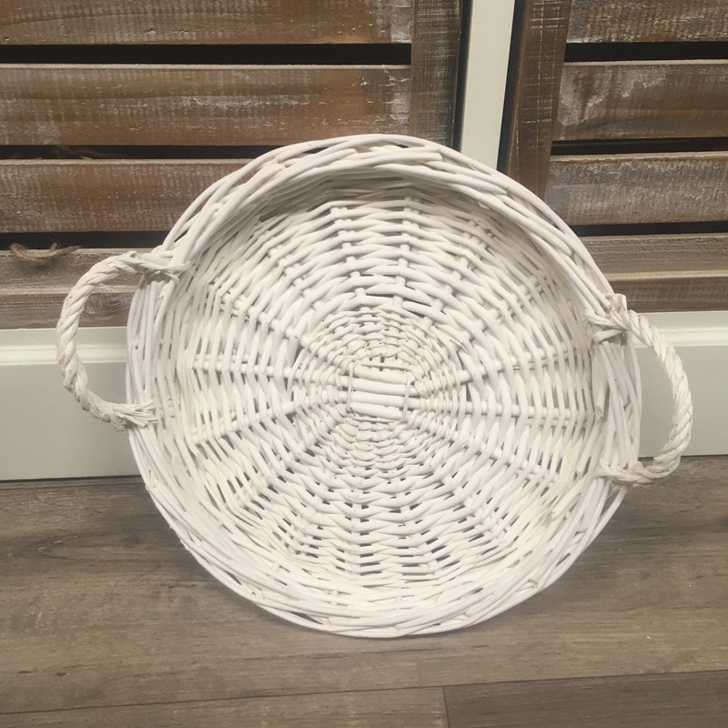 Dekoratívne prútený podnos biely 27cm