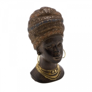 Dekoratívna soška ženy s turbanom - zlaté detaily 17 cm