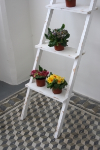 Dekoratívne rebrík / stojan na kvety biely 120 cm