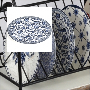 Dezertný tanier modré kvety páv 19cm 