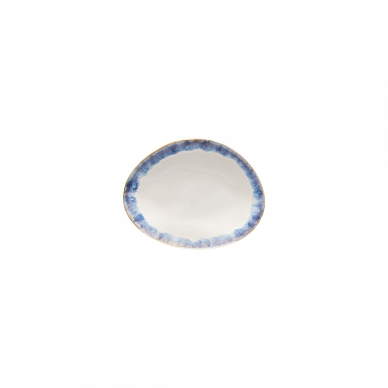 Dezertný tanier oválny BRISA modrý 15 cm keramický