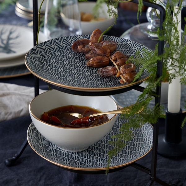 Dezertný tanierik ornamenty zlatý okraj 21cm AUGUSTA