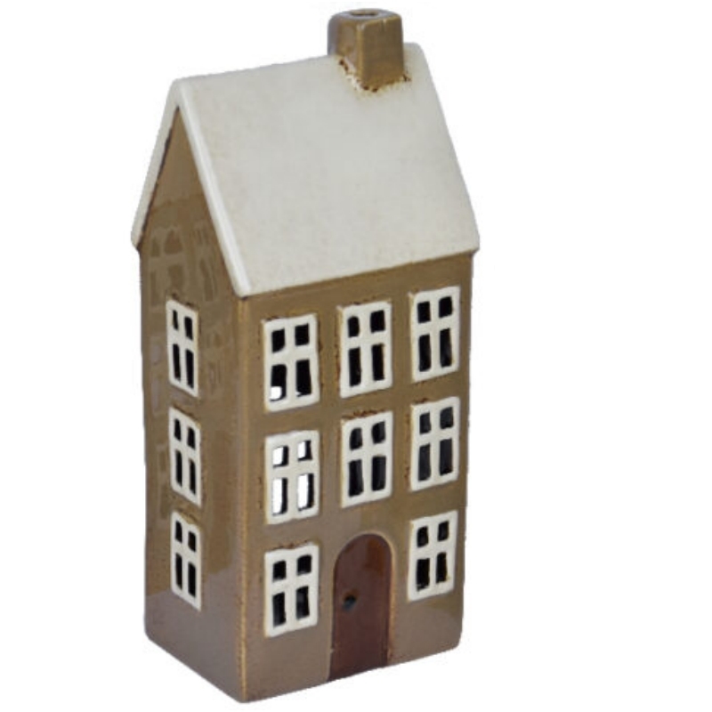 Domček na sviečku keramický hnedý