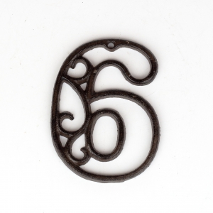 Domové číslo 6 liatina 8,8x12cm