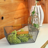 Doplnky do kuchyne - košík - podnos hnědý kov 25x35x10cm