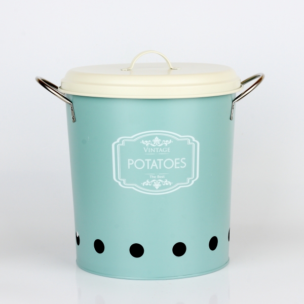 Dóza na zemiaky modrá VINTAGE 25cm 