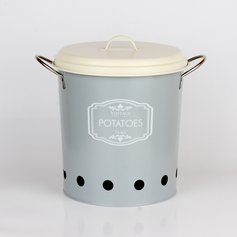 Dóza na zemiaky šedá VINTAGE 25cm