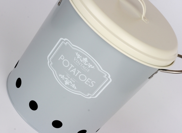 Dóza na zemiaky šedá VINTAGE 25cm