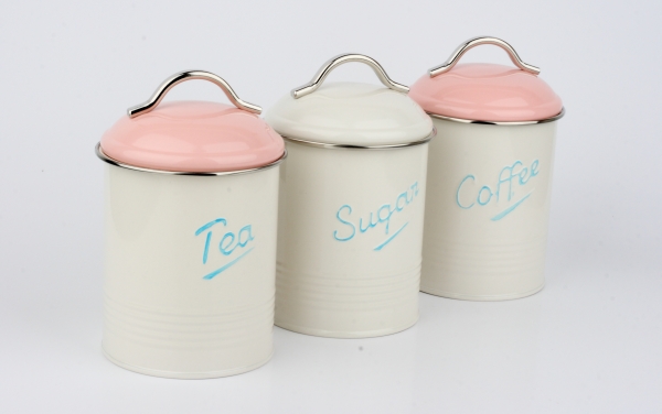 Dóza na čaj s ružovým vrchnákom 16x11cm