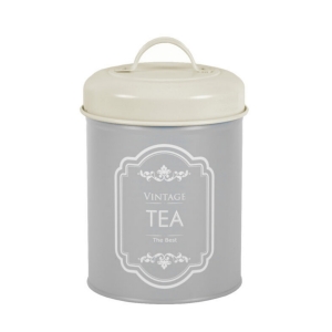 Dóza na čaj šedá VINTAGE 13cm