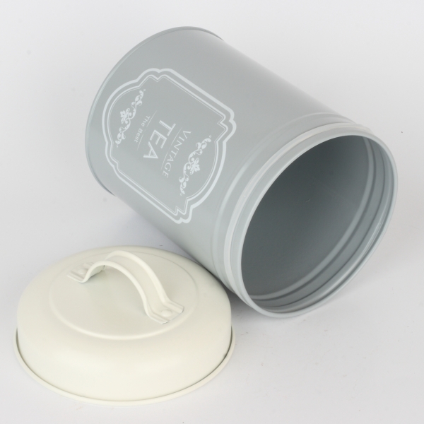 Dóza na čaj šedá VINTAGE 13cm